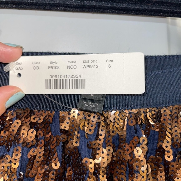 J.Crew Skirt Women's Abstract Sequin Navy Copper 6 - Picture 6 of 6